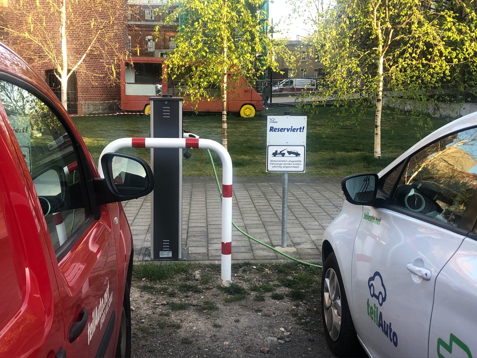 Electric Car Loading Stations in the Spinnerei District in Leipzig